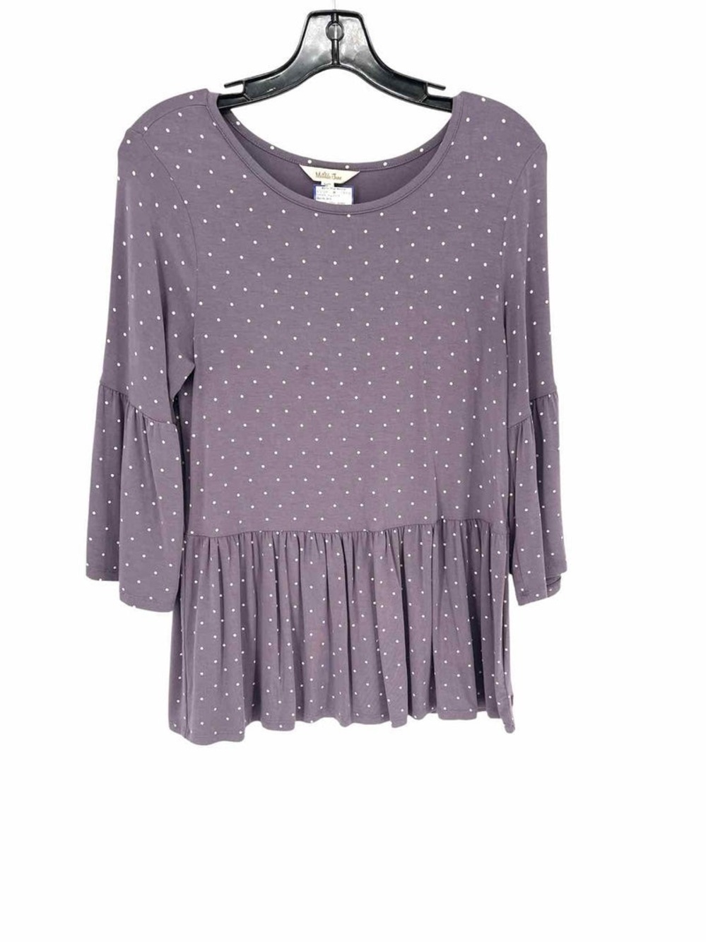 Matilda Jane Wonderment “Perfect in Purple” Dot Peplum Bell-Sleeve Top